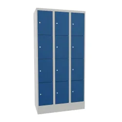 PAVOY Schliessfachschrank, 3 x 4 Fächer, HxBxT 1.850 x 900 x 500 mm, enzianblau, lichtgrau