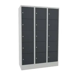 PAVOY Schliessfachschrank, 3 x 5 Fächer, HxBxT 1.850 x 1.200 x 500 mm, anthrazitgrau, lichtgrau