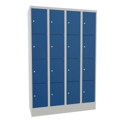PAVOY Schliessfachschrank, 4 x 4 Fächer, HxBxT 1.850 x 1.200 x 500 mm, enzianblau, lichtgrau