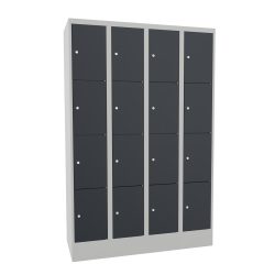 PAVOY Schliessfachschrank, 4 x 4 Fächer, HxBxT 1.850 x 1.200 x 500 mm, anthrazitgrau, lichtgrau