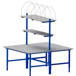 DAHMEN Manuell höhenverstellbarer Packtisch Classic, beidseitig, Komplett-Set, HxBxT 700-950 x 1.600 x 1.840 mm