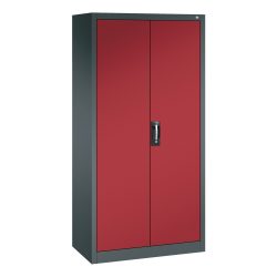 C+P Putzmittelschrank 6 Fächer + Kleiderstange, HxBxT 1.950 x 930 x 500 mm, anthrazitgrau, rubinrot
