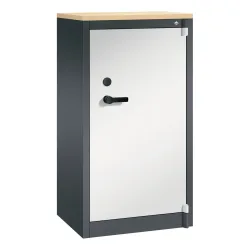 C+P Sicherheits-Flügeltürschrank, 3 OH, HxBxT 1.226 x 650 x 500 mm, schwarzgrau, lichtgrau, Ahorn