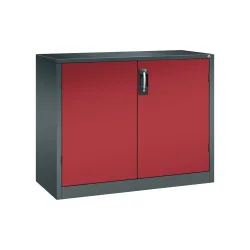 C+P Schwerlastschrank mit 1 Fachboden, HxBxT 1.000 x 1.200 x 500 mm, anthrazitgrau, rubinrot