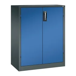C+P Schwerlastschrank mit 2 Fachböden, HxBxT 1.200 x 930 x 500 mm, anthrazitgrau, enzianblau