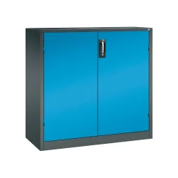 C+P Schwerlastschrank mit 2 Fachböden, HxBxT 1.200 x 1.200 x 500 mm, anthrazitgrau, lichtblau