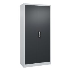 C+P Werkstatt-Flügeltürschrank mit 4 Fachböden, HxBxT 1.950 x 930 x 400 mm, lichtgrau, schwarzgrau