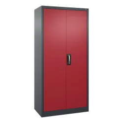 C+P Werkstatt-Flügeltürschrank mit 4 Fachböden, HxBxT 1.950 x 930 x 500 mm, anthrazitgrau, rubinrot