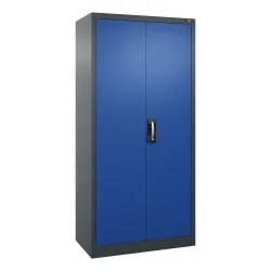 C+P Werkstatt-Flügeltürschrank mit 4 Fachböden, HxBxT 1.950 x 930 x 500 mm, anthrazitgrau, enzianblau