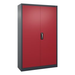 C+P Werkstatt-Flügeltürschrank mit 4 Fachböden, HxBxT 1.950 x 1.200 x 400 mm, anthrazitgrau, rubinrot