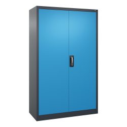 C+P Werkstatt-Flügeltürschrank mit 4 Fachböden, HxBxT 1.950 x 1.200 x 500 mm, anthrazitgrau, lichtblau