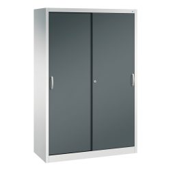 C+P Werkstatt-Schiebetürenschrank mit 4 Fachböden, HxBxT 1.950 x 1.200 x 500 mm, lichtgrau, anthrazitgrau