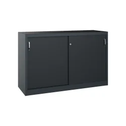 C+P Schwerlast-Schiebetürenschrank, HxBxT 1.000 x 1.600 x 500 mm, 2 Fachböden, anthrazitgrau, schwarzgrau