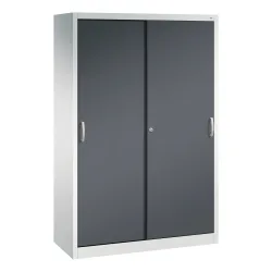 C+P Schwerlast-Schiebetürenschrank, HxBxT 1.950 x 1.200 x 500 mm, 4 Fachböden, lichtgrau, schwarzgrau