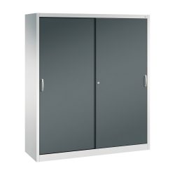 C+P Schwerlast-Schiebetürenschrank, HxBxT 1.950 x 1.600 x 500 mm, 8 Fachböden, lichtgrau, anthrazitgrau