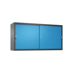 Aufsatzschrank für C+P Werkstatt-Schiebetürenschrank, 2 Fachböden, HxBxT 790 x 1.600 x 400 mm, Trennwand, anthrazitgrau, lichtblau