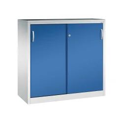 C+P Werkstatt-Beistellschrank mit 2 Fachböden, HxBxT 1.200 x 1.200 x 500 mm, lichtgrau, enzianblau