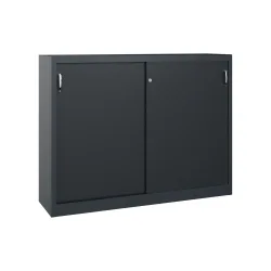 C+P Werkstatt-Beistellschrank mit 4 Fachböden, HxBxT 1.200 x 1.600 x 400 mm, Trennwand, anthrazitgrau, schwarzgrau