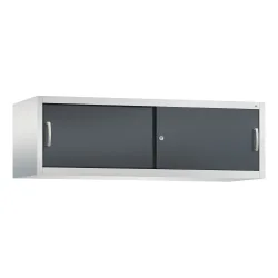 Aufsatzschrank für C+P Werkstatt-Schiebetürenschrank, HxBxT 500 x 1.600 x 500 mm, lichtgrau, schwarzgrau