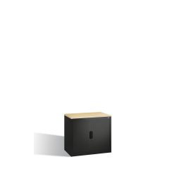 Rollladenschrank mit Horizontal-Jalousie, HxBxT 720 x 800 x 420 mm, 1 Fachboden, 1,5 Ordnerhöhen, schwarzgrau C+P