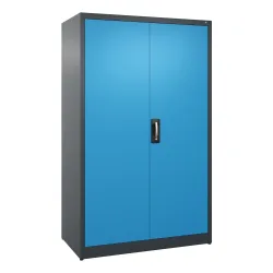 C+P Flügeltürenschrank, 5 OH, HxBxT 1.950 x 1.200 x 600 mm, anthrazitgrau, lichtblau