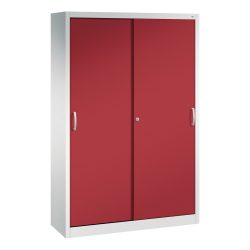 C+P Schiebetürenschrank, HxBxT 1.950 x 1.200 x 400 mm, lichtgrau, rubinrot