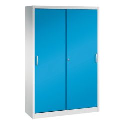 ACURADO Schiebetürenschrank, 4 Fachböden, HxBxT 1950 x 1200 x 400 mm, lichtgrau / lichtblau C+P