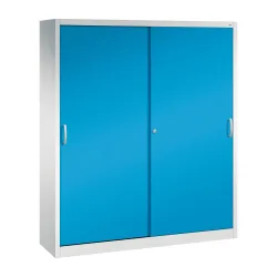 ACURADO Schiebetürenschrank, 8 Fachböden, HxBxT 1950 x 1600 x 400 mm, lichtgrau / lichtblau C+P