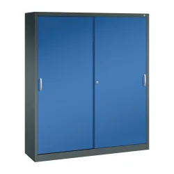 C+P Schiebetürenschrank, HxBxT 1.950 x 1.600 x 400 mm, anthrazitgrau, enzianblau