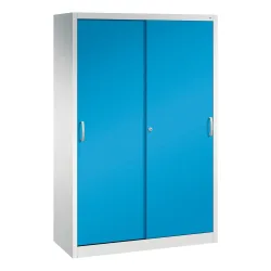 ACURADO Schiebetürenschrank, 4 Fachböden, HxBxT 1950 x 1200 x 500 mm, lichtgrau / lichtblau C+P