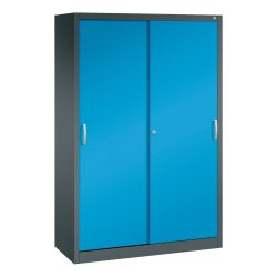 C+P Schiebetürenschrank, HxBxT 1.950 x 1.200 x 500 mm, anthrazitgrau, lichtblau