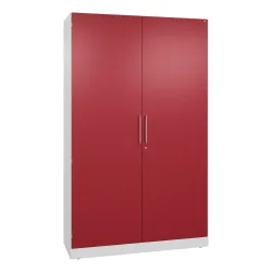 C+P Flügeltürenschrank Asisto, 5 OH, Breite 1.200 mm, verkehrsweiss, rubinrot