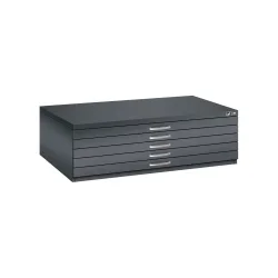 C+P Flachablageschrank, 5 Schubladen DIN A0, schwarzgrau