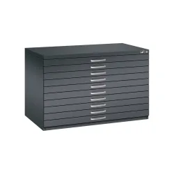 Planschrank aus Stahl, für Formate bis DIN A1, 10 Schubladen