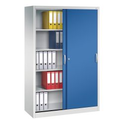 ACURADO Schiebetürenschrank, 4 Fachböden, HxBxT 1950 x 1200 x 500 mm, lichtgrau / enzianblau C+P