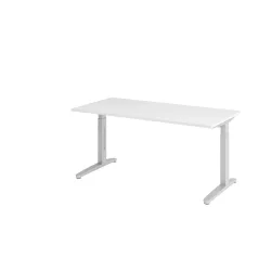 Schreibtisch Office Weiss Holz 160 cm Höhenverstellbar (manuell) - Material: Holzwerkstoff - Schreibtisch