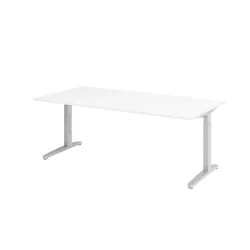 LIVIQUE, Schreibtisch Office Weiss Holz 200 cm Höhenverstellbar (manuell) - Material: Holzwerkstoff - Schreibtisch