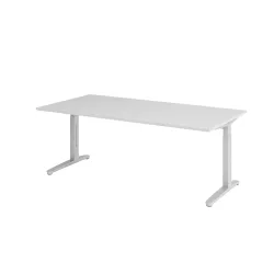 Schreibtisch Office Grau Holz 200 cm Höhenverstellbar (manuell) - Material: Holzwerkstoff - Schreibtisch