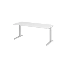 Hammerbacher Manuell höhenverstellbarer Schreibtisch, C-Fuss, BxT 1.800 x 800 mm, weiss