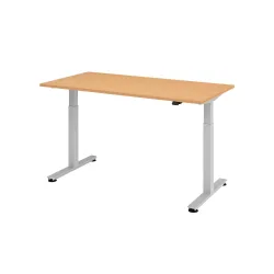 Hammerbacher Sitz-Stehschreibtisch XMST Buche, Silber 1.600 x 800 x 650 mm