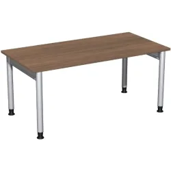 Geramöbel Manuell höhenverstellbarer Schreibtisch Profi, 4-Fuss-Gestell, BxT 1.600 x 800 mm, Nussbaum