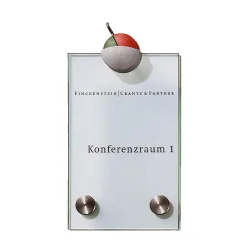 Türschild Cristallo, HxBxT 160 x 100 x 28 mm, 2 Halter à Ø 18 mm