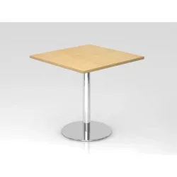 Besprechungstisch, Gestell verchromt, BxT 800 x 800 mm, Ahorn