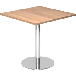 Besprechungstisch, Gestell verchromt, BxT 800 x 800 mm, Nussbaum