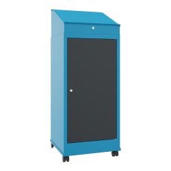 PAVOY Industrie-Stehpult, mobil, HxBxT 1.330 x 500 x 500 mm, 1 Ausziehboden, 1 Schublade, lichtblau, anthrazitgrau