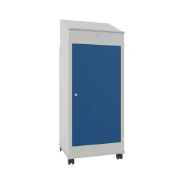 PAVOY Industrie-Stehpult, mobil, HxBxT 1.330 x 500 x 500 mm, 1 Ausziehboden, lichtgrau, enzianblau