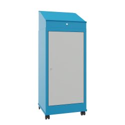 PAVOY Industrie-Stehpult, mobil, HxBxT 1.330 x 500 x 500 mm, 2 Einlegeböden, 1 Schublade, Lichtblau, lichtgrau