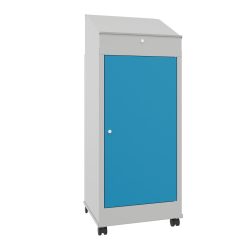 PAVOY Industrie-Stehpult, mobil, HxBxT 1.330 x 500 x 500 mm, 2 Einlegeböden, lichtgrau, lichtblau