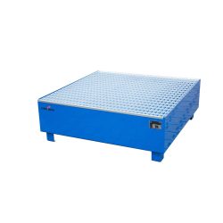 Steinbock® Auffangwanne, 4x 200 l, HxBxT 410 x 1.200 x 1.200 mm, inkl. Gitterrost, blau