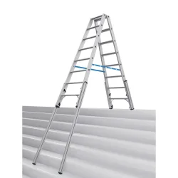 Treppen-Stufenstehleiter, mit Niveauausgleich, beidseitig begehbar, 2x8 Stufen KRAUSE